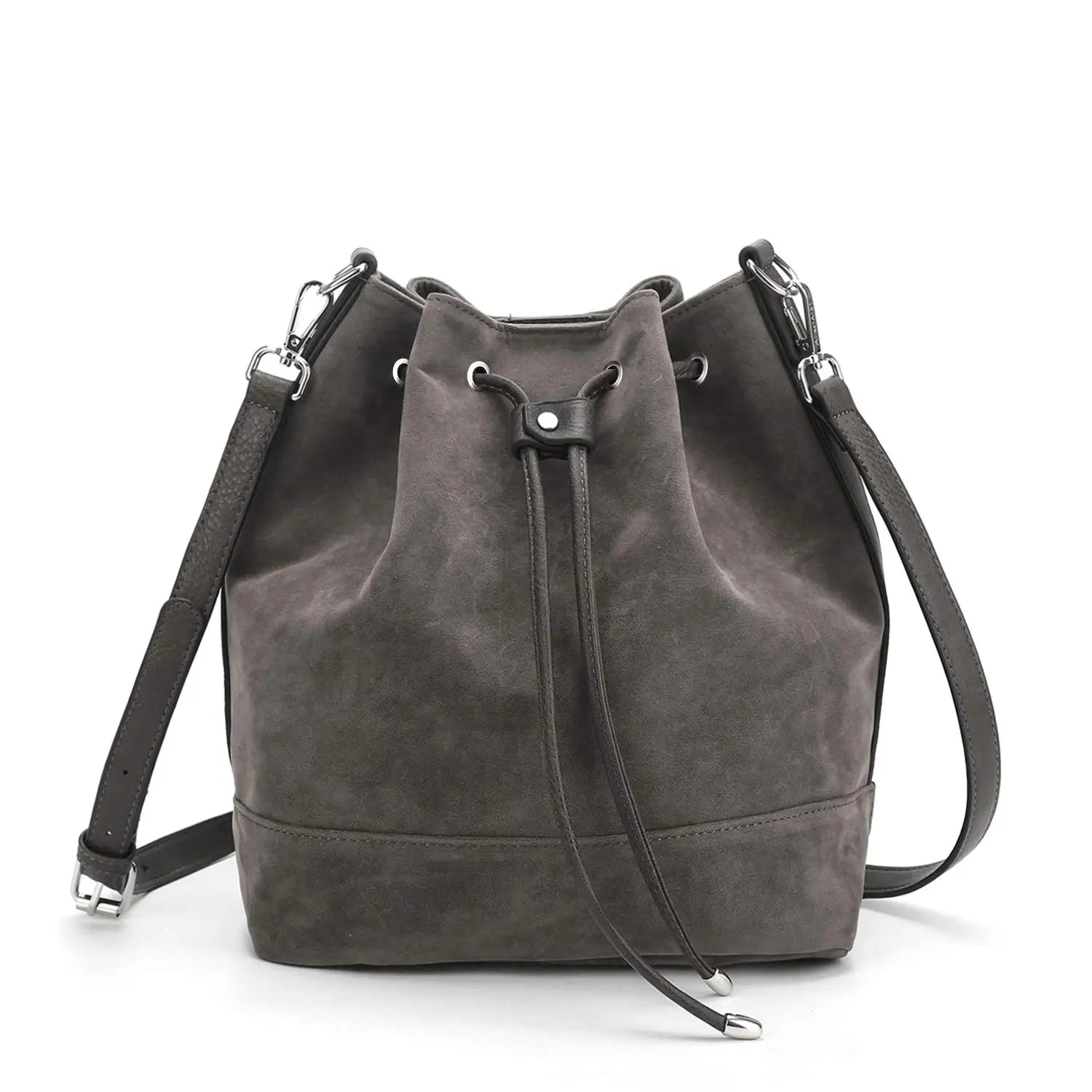 Leather Drawstring Bucket Bag — Hobo Tote & Crossbody Purse with Shoulder Straps | Undeniably Hers