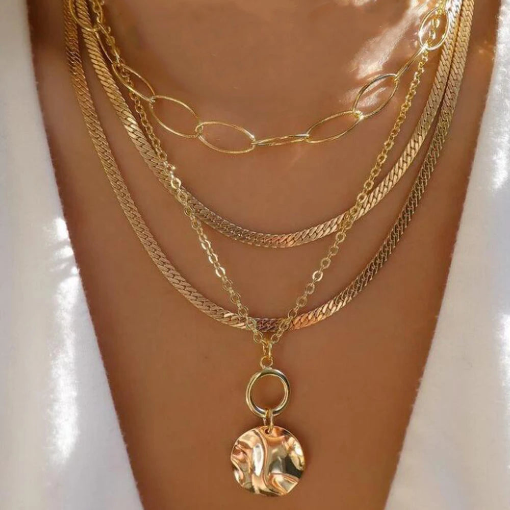 5-Piece Layered Bead Chain Necklace Set — Gold & Silver Stackable Necklaces for Women