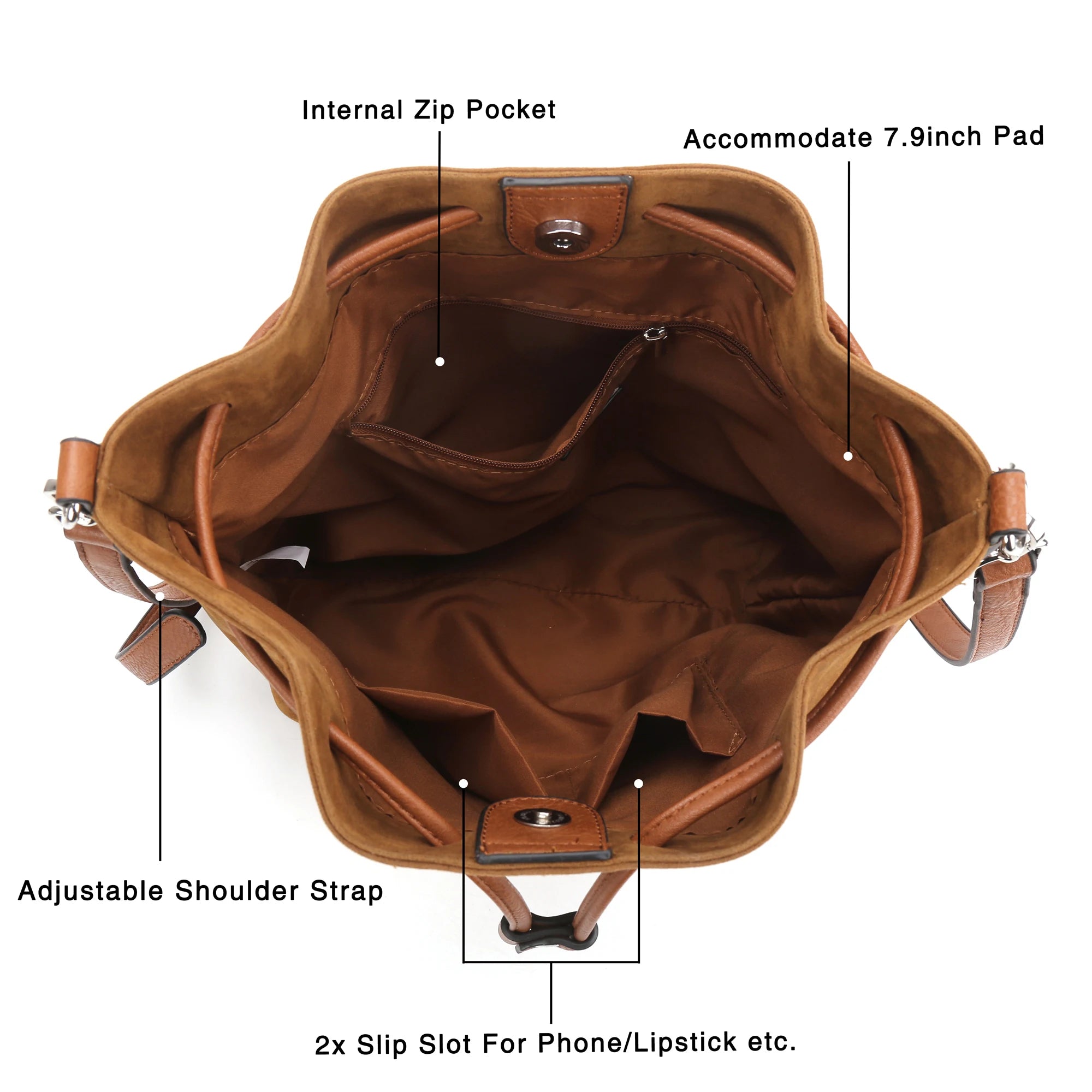 Leather Drawstring Bucket Bag — Hobo Tote & Crossbody Purse with Shoulder Straps | Undeniably Hers